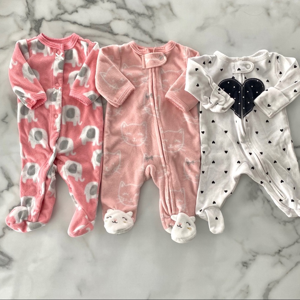 Baby Girl Preemie Pajamas Sleepers Bundle Lot